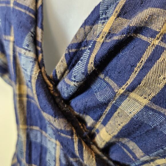 Madewell Sweetheart Wrap Top Plaid Tartan Puff Sleeve Blouse Cotton NG875 XS NWT - Picture 8 of 16